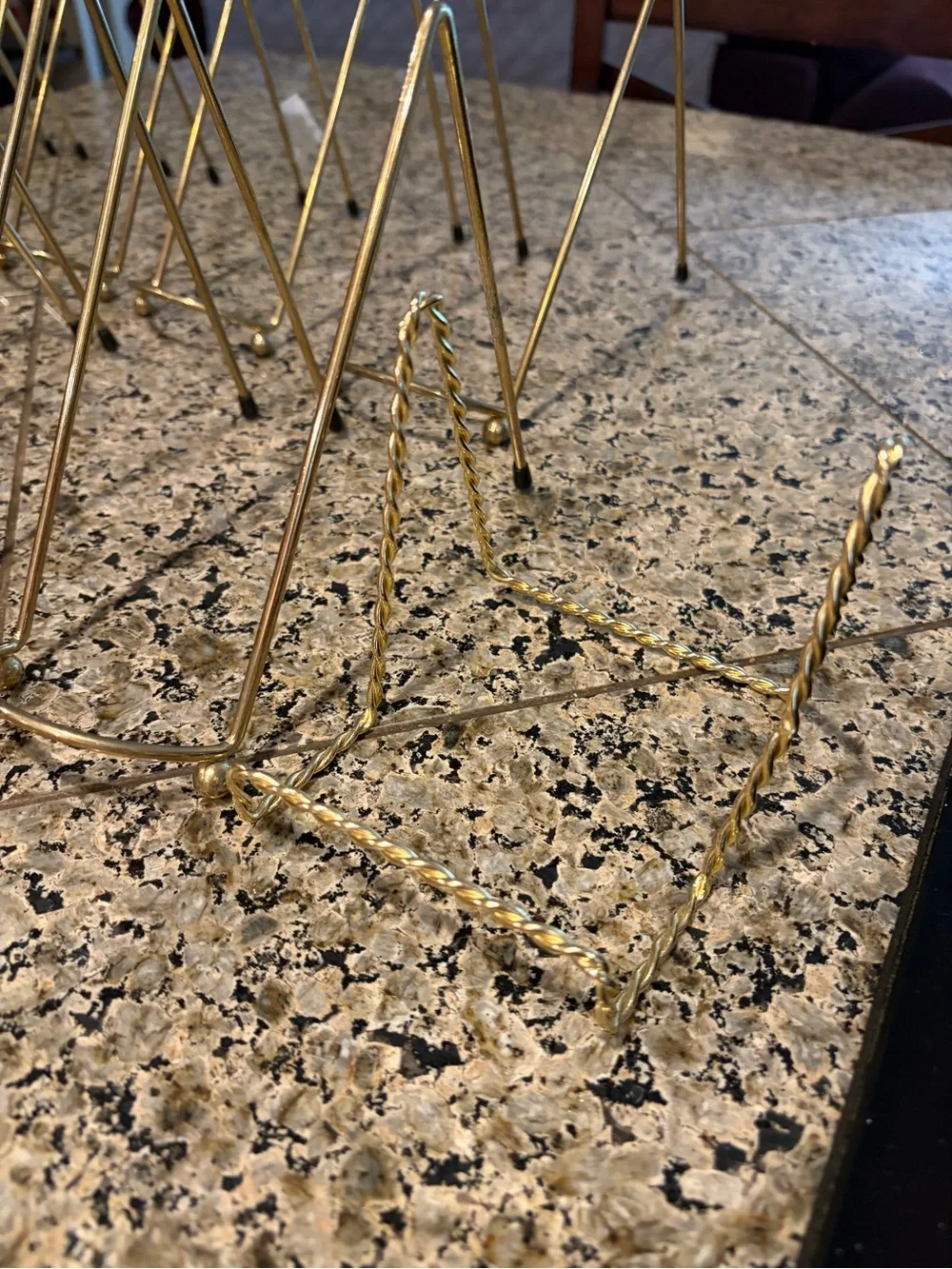 Gold Tone Vintage Footed Easels for Plates Lot of 10!